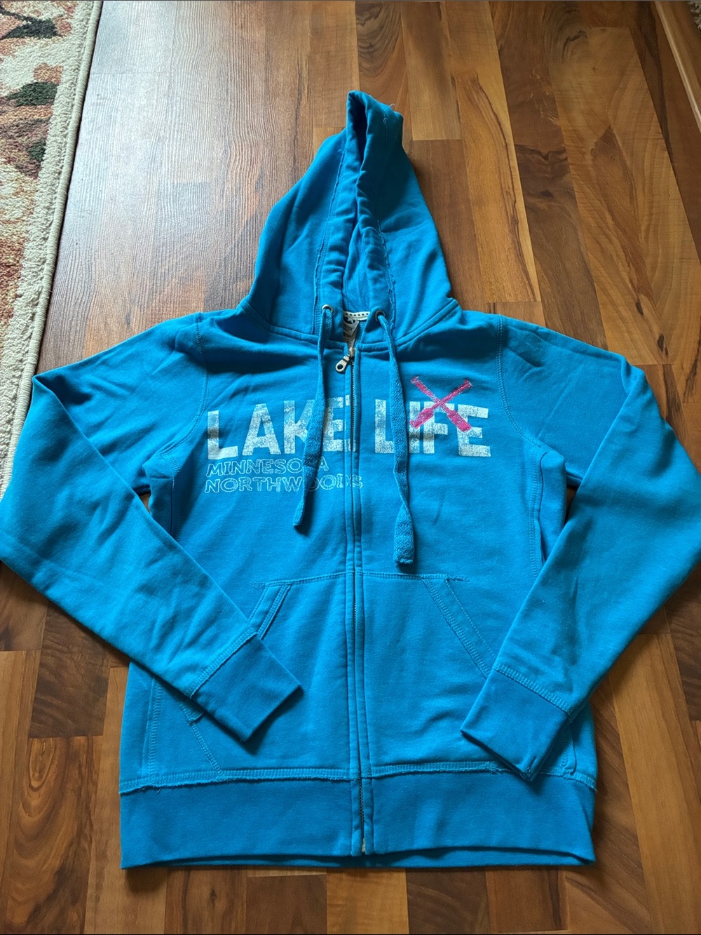Lake Life Blue Zip-Up Hoodie Sweatshirt